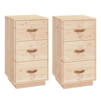 Bedside Cabinets 2 pcs 40x40x75 cm Solid Wood Pine Payday Deals
