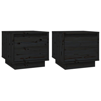 Bedside Cabinets 2 pcs Black 35x34x32 cm Solid Wood Pine Payday Deals