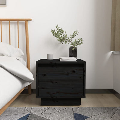 Bedside Cabinets 2 pcs Black 35x34x32 cm Solid Wood Pine Payday Deals