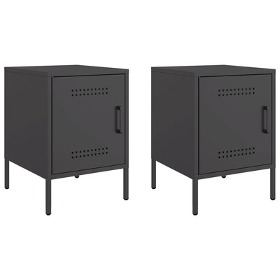 Bedside Cabinets 2 pcs Black 36x39x50.5 cm Steel Payday Deals