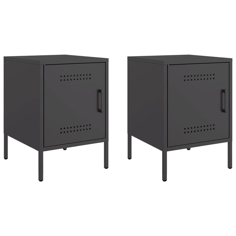 Bedside Cabinets 2 pcs Black 36x39x50.5 cm Steel Payday Deals