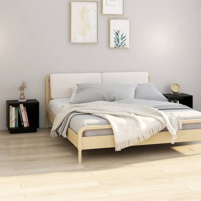 Bedside Cabinets 2 pcs Black 40x30x40 cm Solid Wood Pine Payday Deals