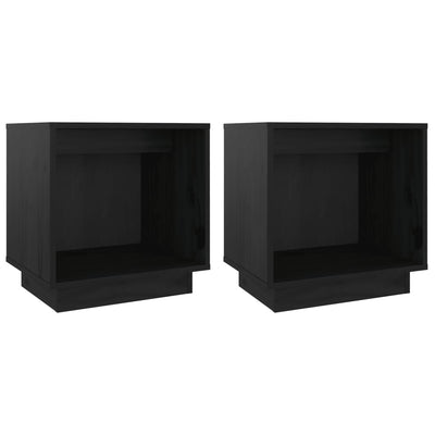 Bedside Cabinets 2 pcs Black 40x30x40 cm Solid Wood Pine Payday Deals
