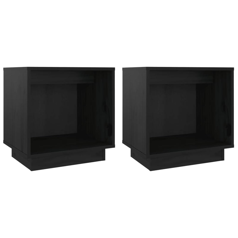 Bedside Cabinets 2 pcs Black 40x30x40 cm Solid Wood Pine Payday Deals