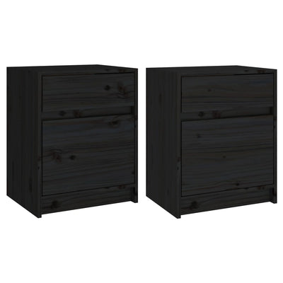 Bedside Cabinets 2 pcs Black 40x31x50 cm Solid Pinewood Payday Deals