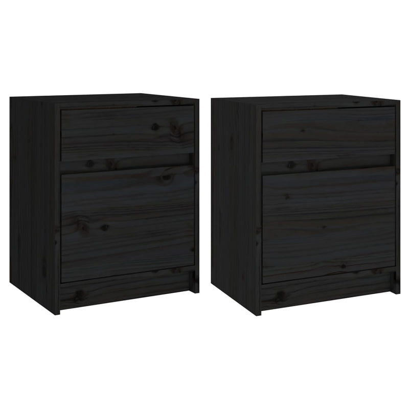 Bedside Cabinets 2 pcs Black 40x31x50 cm Solid Pinewood Payday Deals