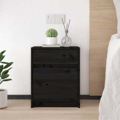 Bedside Cabinets 2 pcs Black 40x31x50 cm Solid Pinewood Payday Deals