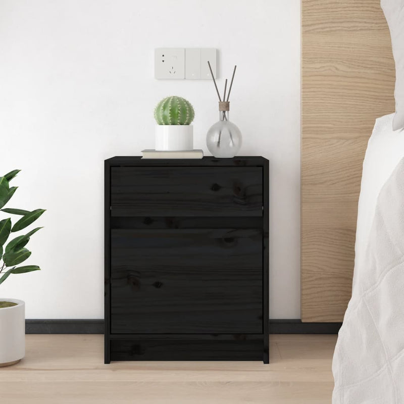 Bedside Cabinets 2 pcs Black 40x31x50 cm Solid Pinewood Payday Deals