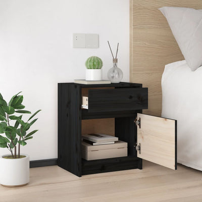 Bedside Cabinets 2 pcs Black 40x31x50 cm Solid Pinewood Payday Deals