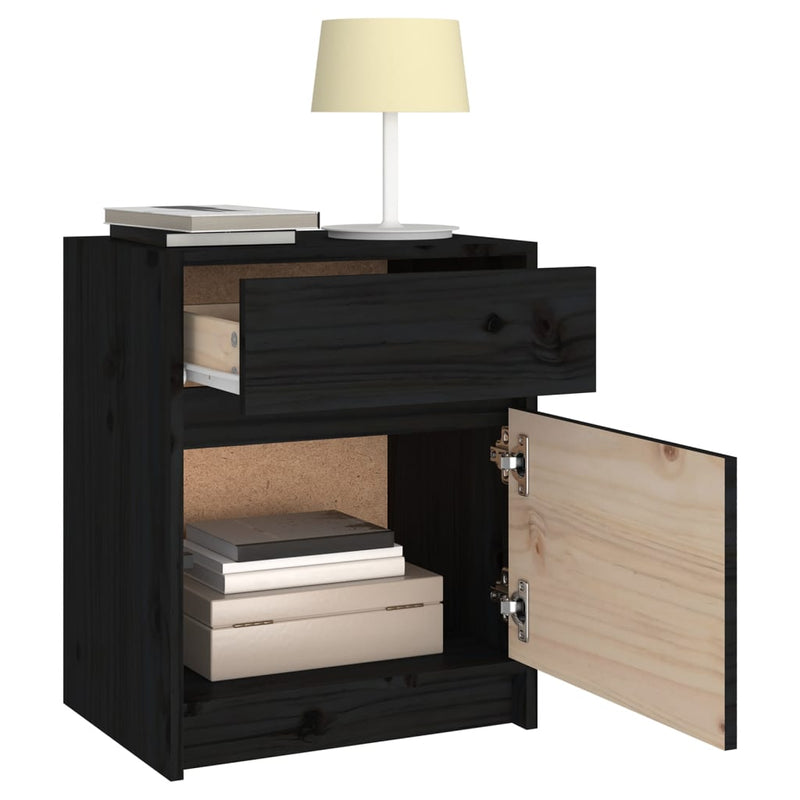 Bedside Cabinets 2 pcs Black 40x31x50 cm Solid Pinewood Payday Deals