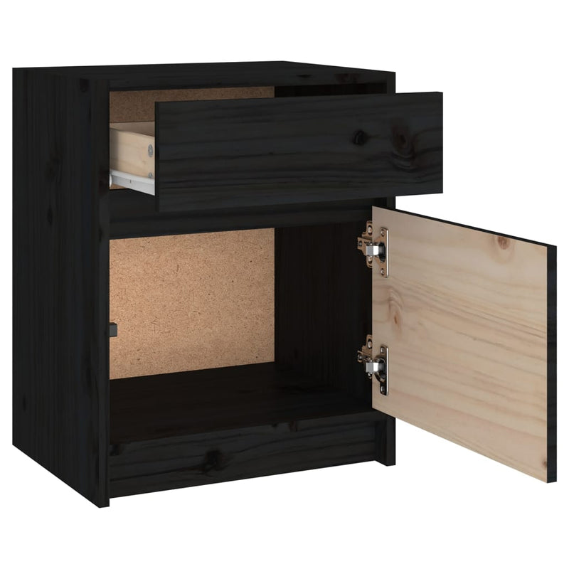 Bedside Cabinets 2 pcs Black 40x31x50 cm Solid Pinewood Payday Deals