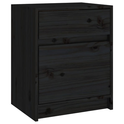 Bedside Cabinets 2 pcs Black 40x31x50 cm Solid Pinewood Payday Deals