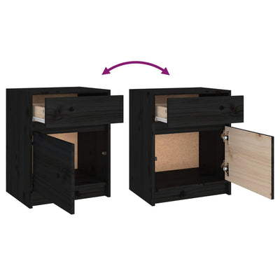 Bedside Cabinets 2 pcs Black 40x31x50 cm Solid Pinewood Payday Deals