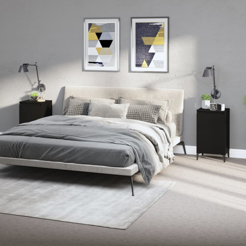 Bedside Cabinets 2 pcs Black 40x35x70 cm Engineered Wood Payday Deals