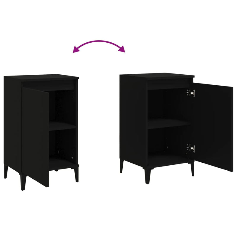 Bedside Cabinets 2 pcs Black 40x35x70 cm Engineered Wood Payday Deals
