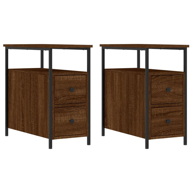 Bedside Cabinets 2 pcs Brown Oak 30x60x60 cm Engineered Wood Payday Deals
