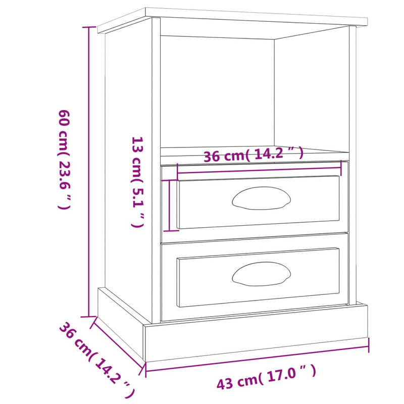 Bedside Cabinets 2 pcs Brown Oak 43x36x60 cm Payday Deals