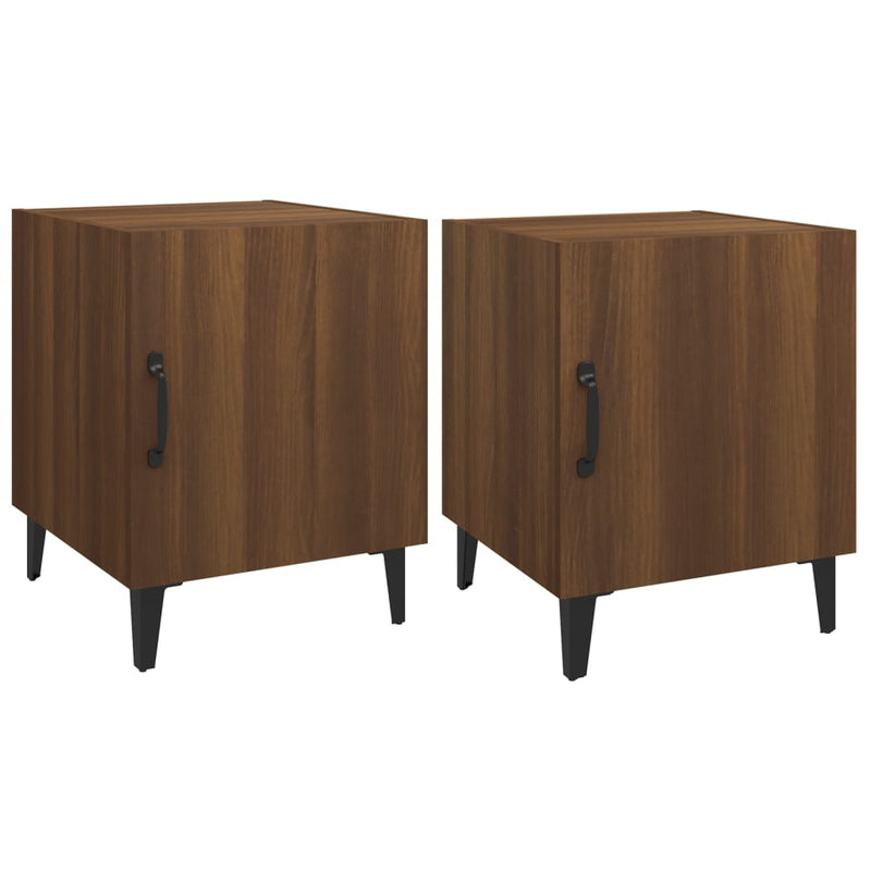 Bedside Cabinets 2 pcs Brown Oak Engineered Wood Payday Deals