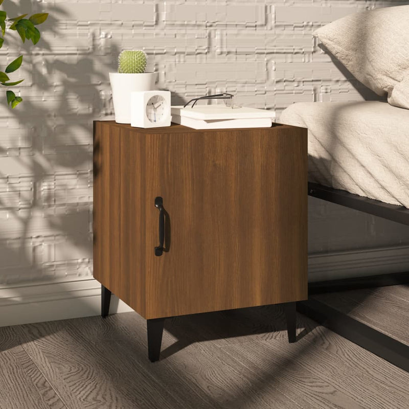 Bedside Cabinets 2 pcs Brown Oak Engineered Wood Payday Deals