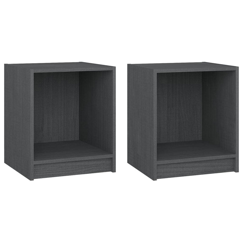Bedside Cabinets 2 pcs Grey 35.5x33.5x41.5 cm Solid Pinewood Payday Deals