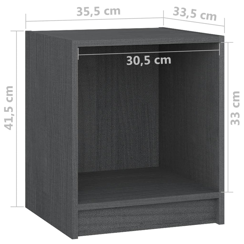 Bedside Cabinets 2 pcs Grey 35.5x33.5x41.5 cm Solid Pinewood Payday Deals