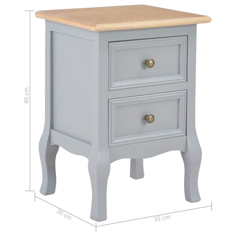 Bedside Cabinets 2 pcs Grey 35x30x49 cm MDF Payday Deals