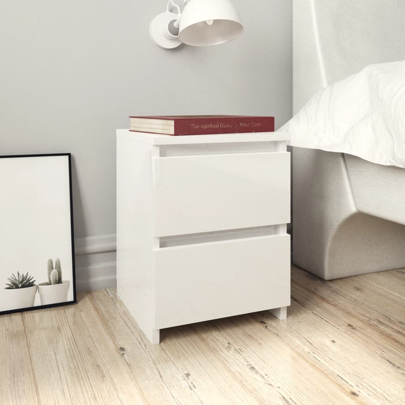 Bedside Cabinets 2 pcs High Gloss White 30x30x40 cm Engineered Wood Payday Deals