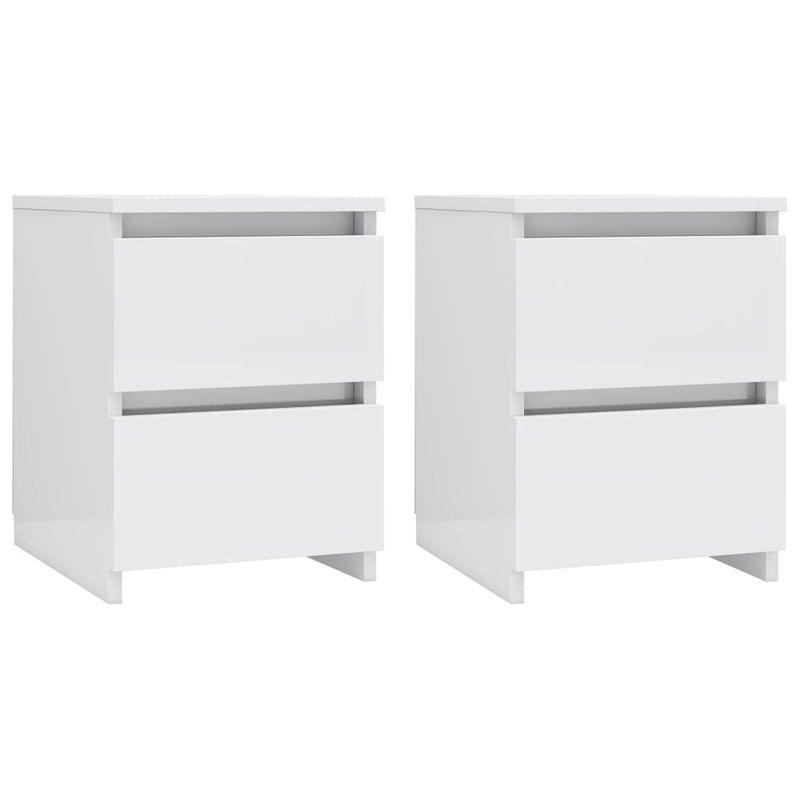 Bedside Cabinets 2 pcs High Gloss White 30x30x40 cm Engineered Wood Payday Deals