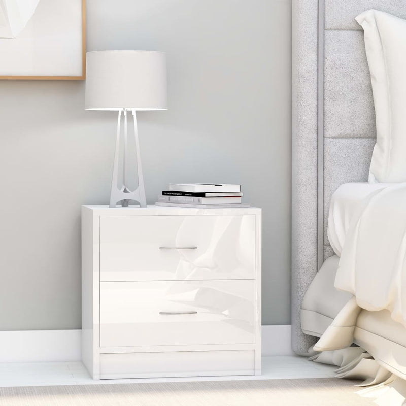 Bedside Cabinets 2 pcs High Gloss White 40x30x40 cm Engineered Wood Payday Deals