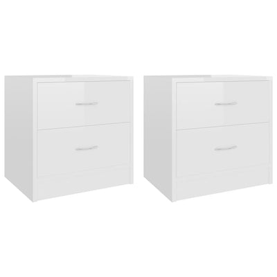 Bedside Cabinets 2 pcs High Gloss White 40x30x40 cm Engineered Wood Payday Deals