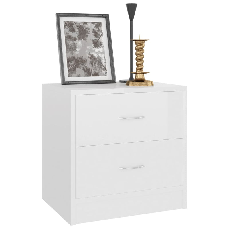 Bedside Cabinets 2 pcs High Gloss White 40x30x40 cm Engineered Wood Payday Deals