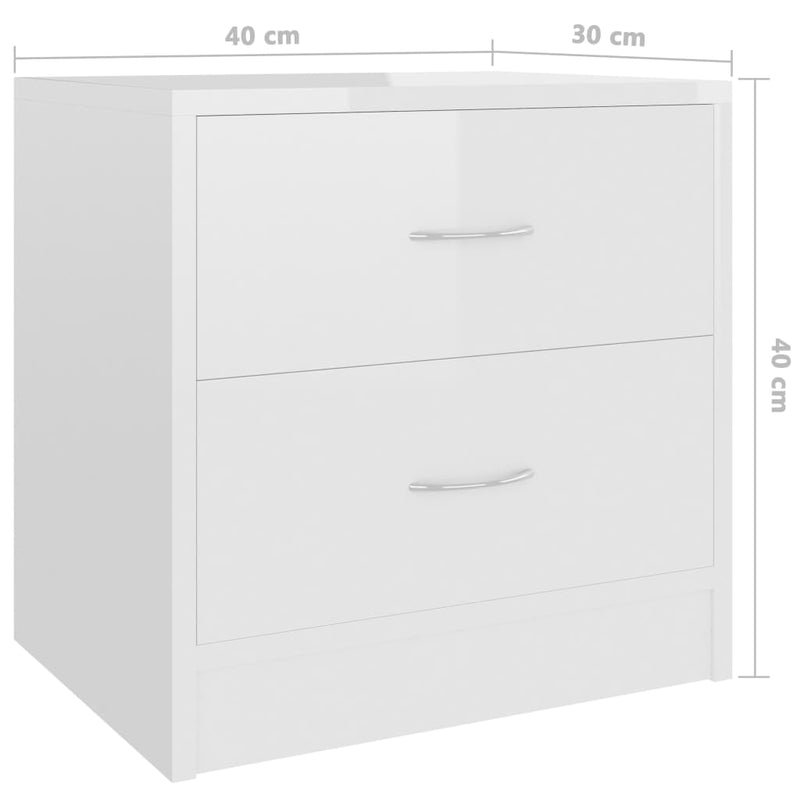 Bedside Cabinets 2 pcs High Gloss White 40x30x40 cm Engineered Wood Payday Deals