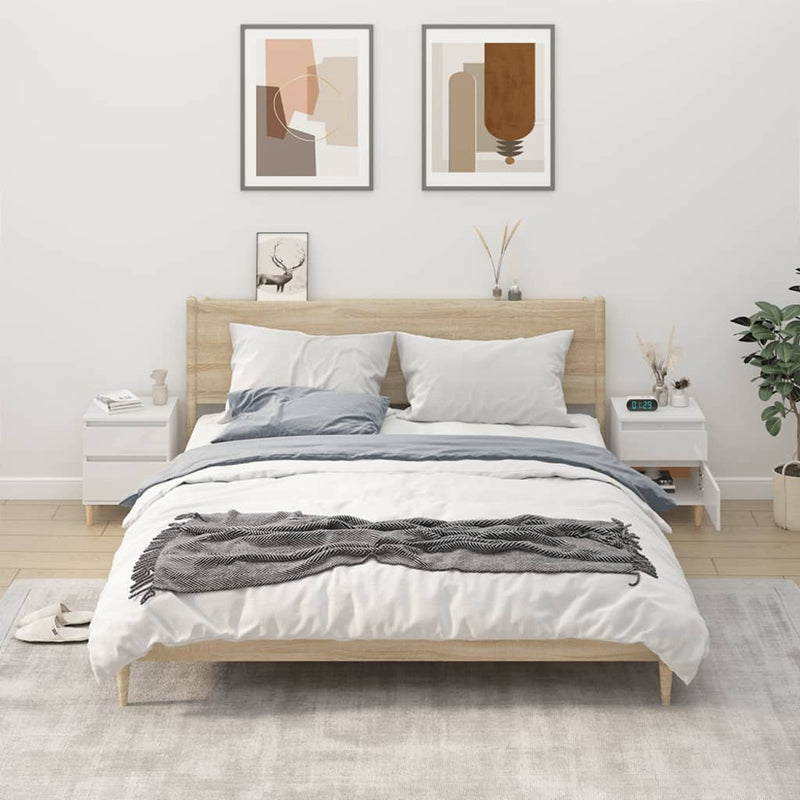 Bedside Cabinets 2 pcs High Gloss White 40x35x50 cm Payday Deals