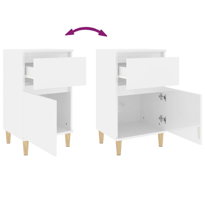 Bedside Cabinets 2 pcs High Gloss White 40x35x70 cm Payday Deals