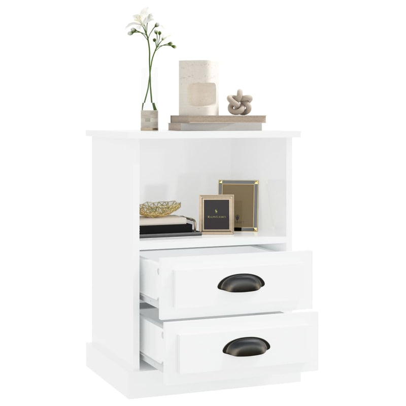 Bedside Cabinets 2 pcs High Gloss White 43x36x60 cm Payday Deals