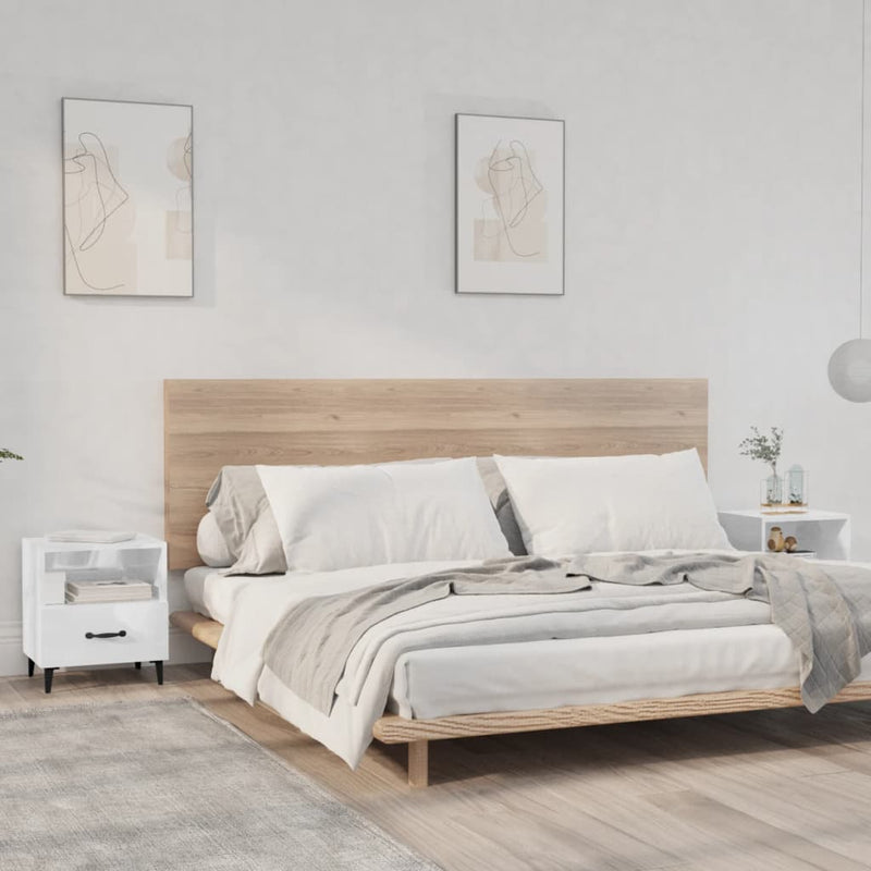 Bedside Cabinets 2 pcs High Gloss White Engineered Wood Payday Deals