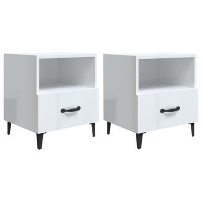 Bedside Cabinets 2 pcs High Gloss White Engineered Wood Payday Deals