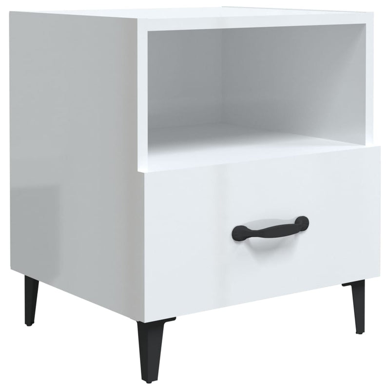 Bedside Cabinets 2 pcs High Gloss White Engineered Wood Payday Deals