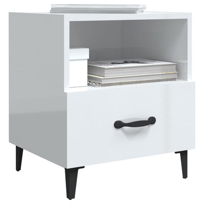 Bedside Cabinets 2 pcs High Gloss White Engineered Wood Payday Deals