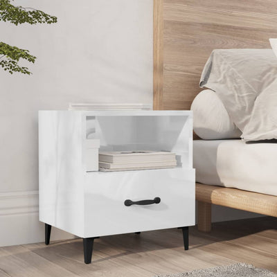Bedside Cabinets 2 pcs High Gloss White Engineered Wood Payday Deals