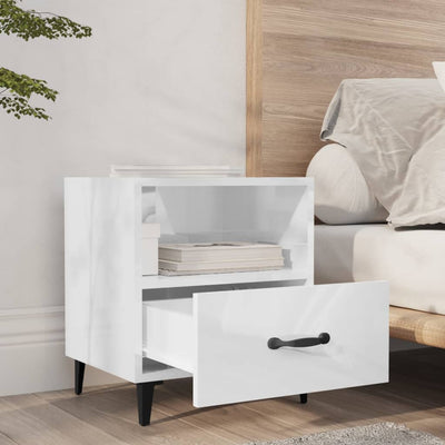 Bedside Cabinets 2 pcs High Gloss White Engineered Wood Payday Deals