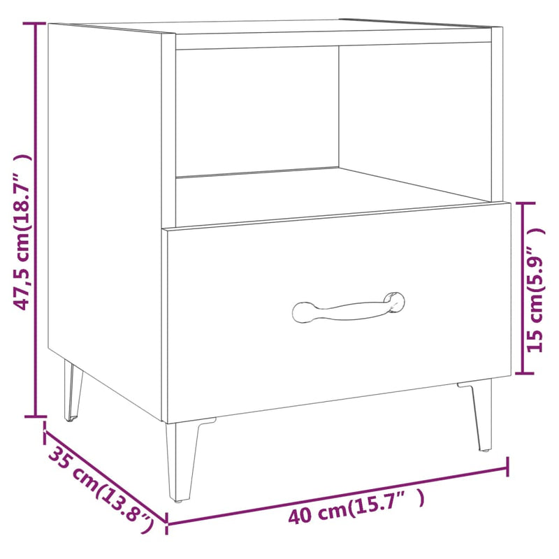 Bedside Cabinets 2 pcs High Gloss White Engineered Wood Payday Deals