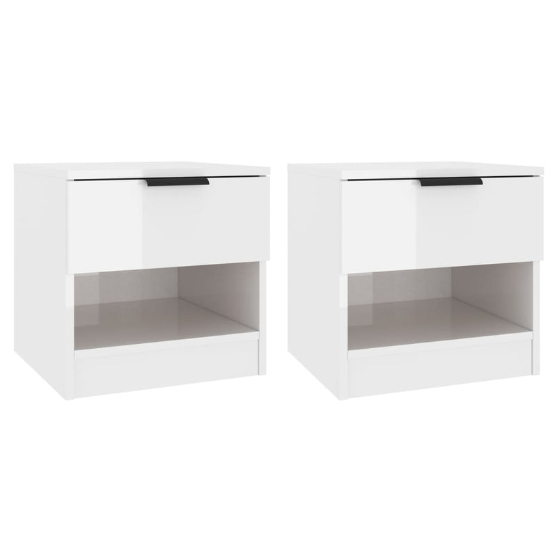 Bedside Cabinets 2 pcs High Gloss White Engineered Wood Payday Deals
