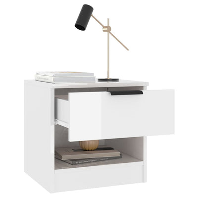 Bedside Cabinets 2 pcs High Gloss White Engineered Wood Payday Deals