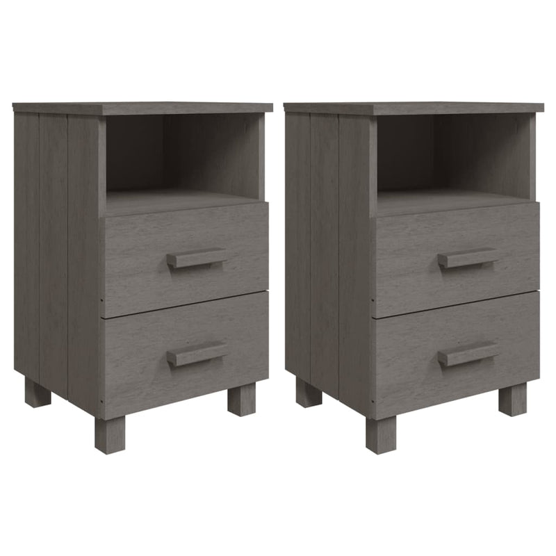 Bedside Cabinets 2 pcs Light Grey 40x35x62 cm Solid Wood Pine Payday Deals