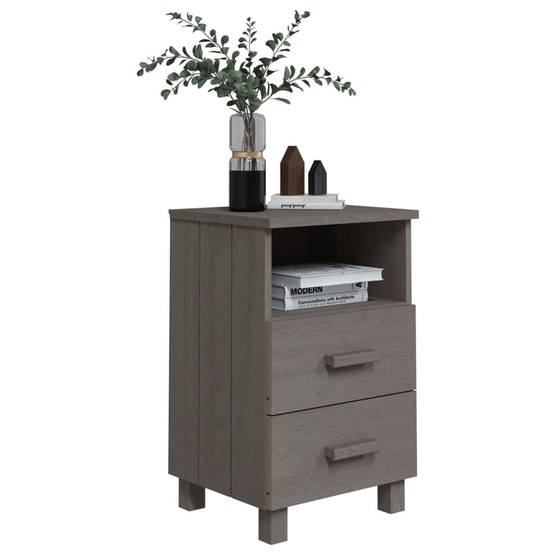 Bedside Cabinets 2 pcs Light Grey 40x35x62 cm Solid Wood Pine Payday Deals