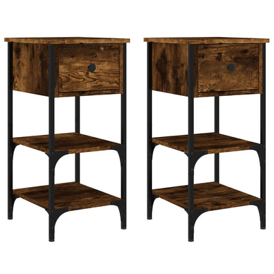 Bedside Cabinets 2 pcs Smoked Oak 34x36x70 cm Engineered Wood Payday Deals