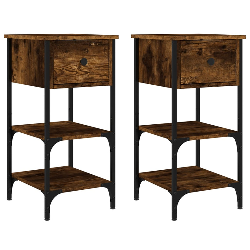 Bedside Cabinets 2 pcs Smoked Oak 34x36x70 cm Engineered Wood Payday Deals
