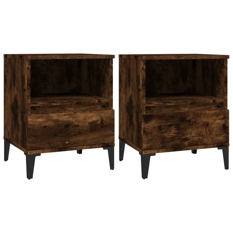 Bedside Cabinets 2 pcs Smoked Oak 40x35x50 cm Payday Deals