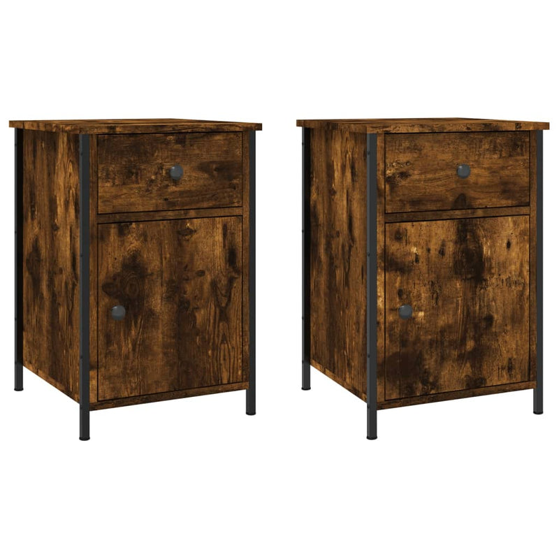 Bedside Cabinets 2 pcs Smoked Oak 40x42x60 cm Engineered Wood Payday Deals
